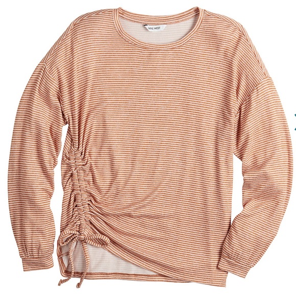 Nine West Long Sleeve Side Ruched Top - Picture 4 of 4